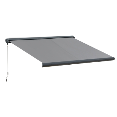 Outsunny 3.5x3m Retractable Awning Grey with LED Light