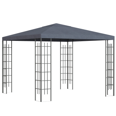 Outsunny Gartenpavillon 2,95 x 2,95 m Pavillon Gartenzelt Festzelt Partyzelt Stahl Polyester Grau