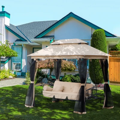 Outsunny Balancelle 3 Places Colonial Marron Clair
