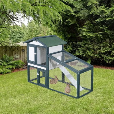 PawHut Gabbia per conigli 140cm x 65cm x 100cm Verde
