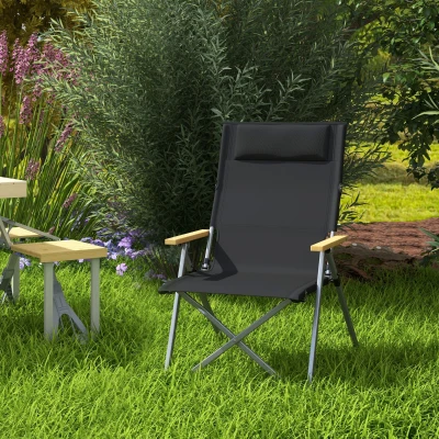 Outsunny Campingstuhl Klappstuhl Outdoorstuhl, wetterbeständig, inkl. Transporttasche, 74 x 59,5  x 98 cm, Schwarz