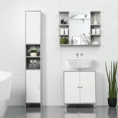 kleankin Specchiera bagno 80cm x 19.8cm x 64cm Grigio