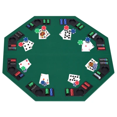 HOMCOM 1.2m Foldable Poker Table for 8 Players Black