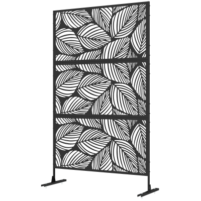 Outsunny Sichtschutz Sichtschutz Garten Gartenabtrennung, florale Muster, Metall, 122 x 45 x 198 cm, Schwarz