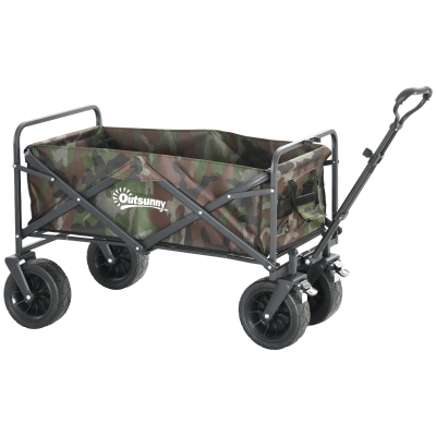 Outsunny 95L Folding Steel Garden Trolley with Handle - Multicolour