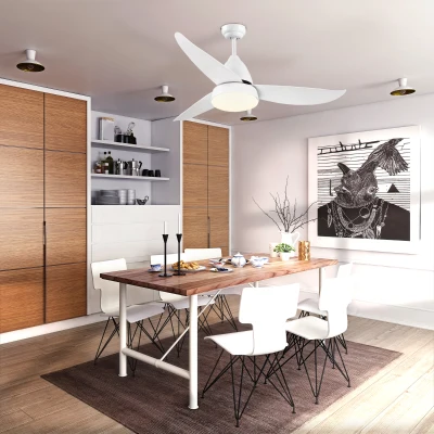 HOMCOM Ventilatore da Soffitto con Luce LED 6 Velocità Bianco