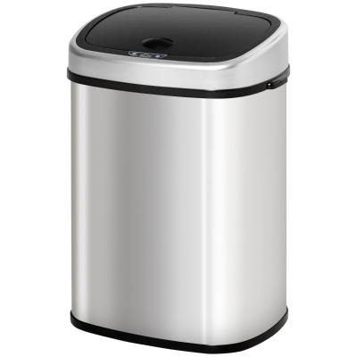 HOMCOM 48L Touchless Stainless Steel Kitchen Bin Silver