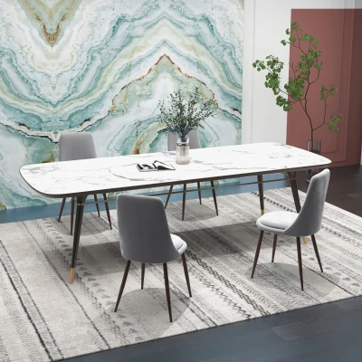 HOMCOM Set 4 Sedie da Cucina Moderne e Imbottite Grigio