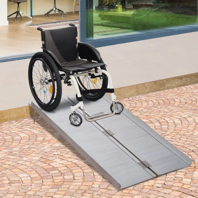 HOMCOM 4ft Folding Aluminium Wheelchair Ramp Portable