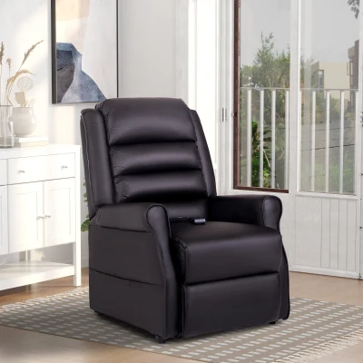 HOMCOM Massagesessel mit Aufstehhilfe, Relaxsessel mit Aufstehhilfe, inkl. Fernbedienung, Braun