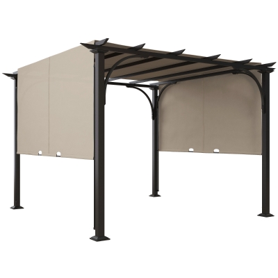 Outsunny 3x3m Outdoor Pergola with Adjustable Canopy Beige