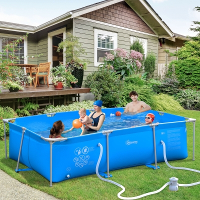 Outsunny Steel Frame Above Ground Pool 292x190x75cm Blue