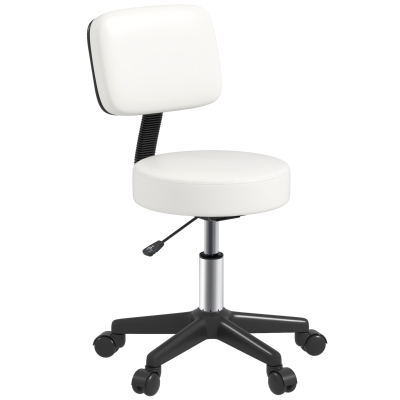 HOMCOM Swivel Salon Chair Adjustable Height 48cm White