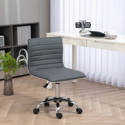 HOMCOM Drehstuhl, höhenverstellbar 43-55 cm, bis 120 kg, Lederoptik, Dunkelgrau