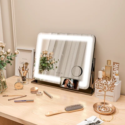 HOMCOM LED Makeup Mirror Tabletop with Adjustable Settings