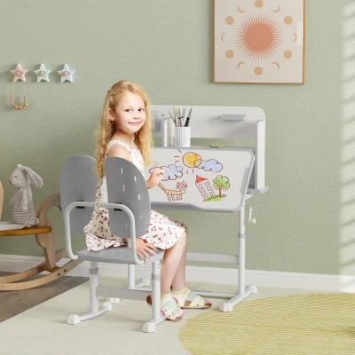 Kids Desk and Chair Set 80L x 55W x 107.5Hcm Grey