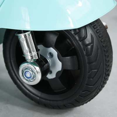 HOMCOM Motocicleta Infantil con Faro Bocina y 4 Ruedas Moto Eléctrica Vespa para Niños con Licencia 66,5x38x52 cm Verde(m-9)
