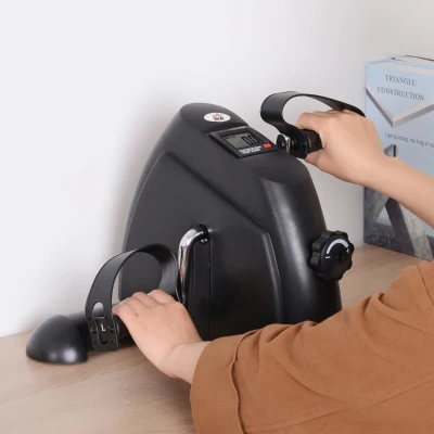 HOMCOM Mini Heimtrainer Fitnessbike Pedaltrainer mit LCD-Display verstellbarer Widerstand Arm und Beintrainer Hometrainer Fitnessgerät für Senioren Zuhause Heim Büro 35 x 40 x 31 cm Schwarz