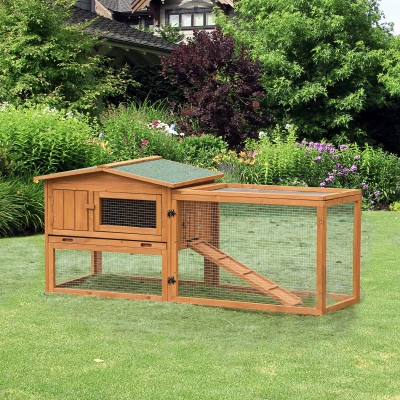 PawHut Kleintierstall Kleintierkäfig Kleintierhaus mit Asphaltdach Tannenholz Orange