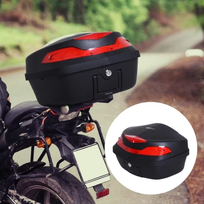 HOMCOM Baúl Moto Universal 48L + Llaves y Accesorios Equipaje Caja de Moto Topcase Casco para Motocicleta Ciclomotores Scooter