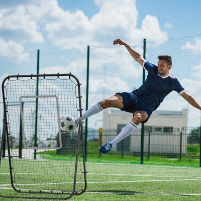 HOMCOM Foldable Football Rebounder Net Adjustable - Black