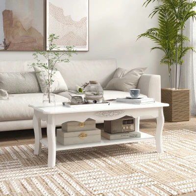 HOMCOM Tavolino 94cm x 44cm x 43cm Bianco