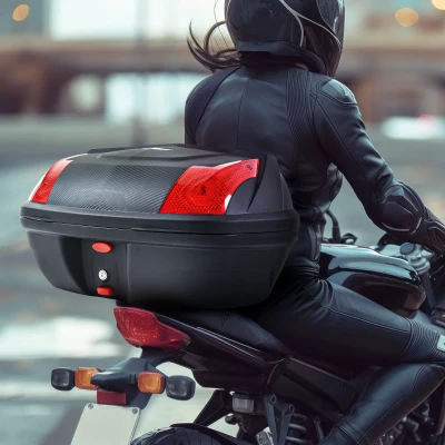 HOMCOM Baúl de Moto Maletero para 1 Casco Integral y 1 Medio Capacidad de 48L Fibra de Carbón Cerradura con 2 Llaves Accesorios 58x44,5x33,5 cm Negro