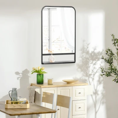 HOMCOM Modern Wall Mirror with Shelf 86x53 Black