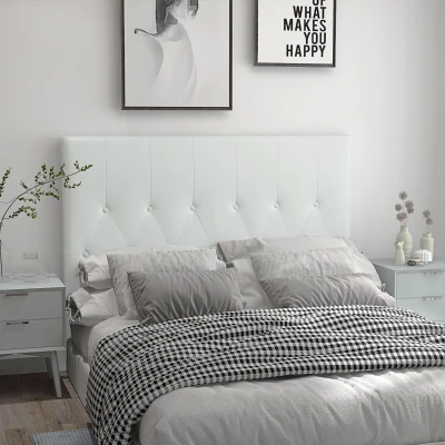 HOMCOM Cabecero de Cama 160 cm Tapizado en PU 2 Formas de Uso Vertical o Montado a la Pared Cabecero Blanco