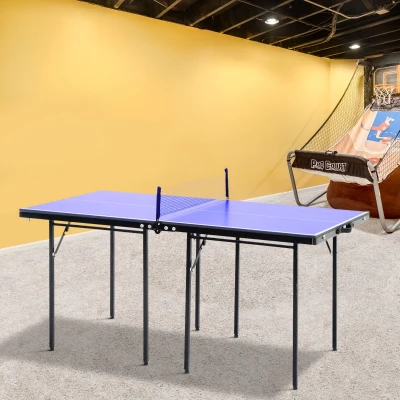 HOMCOM 5ft Folding Mini Table Tennis Set with Net Blue