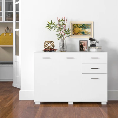 HOMCOM Modern Sideboard Storage Cabinet White 2 Drawers 3 Doors