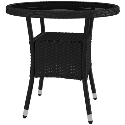 Outsunny Table Jardin Ronde Résine/Verre Ø80cm Cosy Chic