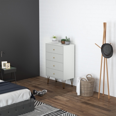 HOMCOM 4-Drawer Chest of Drawers Modern White