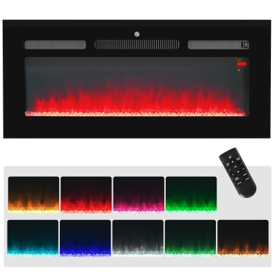 HOMCOM Electric Fireplace 2000W Wall Mounted Black 102cm