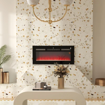 HOMCOM Electric Fireplace 2000W Wall Mounted Black 102cm