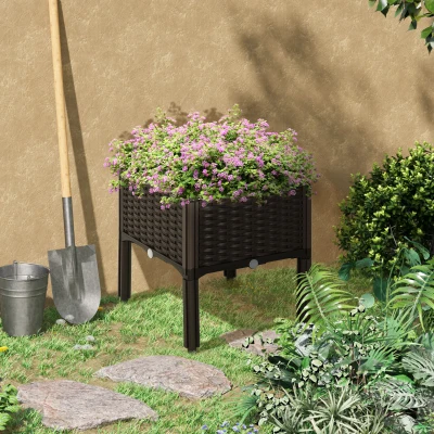Outsunny 26L Raised Bed Planter Box PP Brown