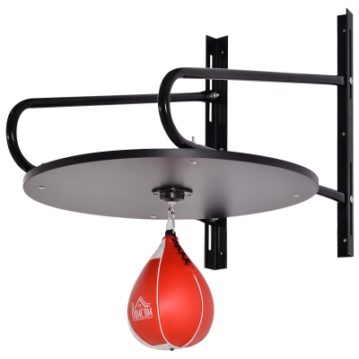 HOMCOM Pera de Boxeo con Soporte de Pared Giratorio para Practicar Técnica y Reflejos 60x73x80 cm Negro y Rojo