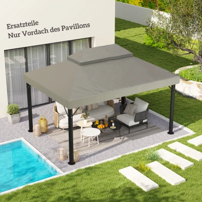 Outsunny Pavillon-Ersatzdach, 3 x 4 m, Ersatzplane mit Wasserablauf-Öffnungen, Polyester, Sonnenschutz, UPF30+, Hellgrau