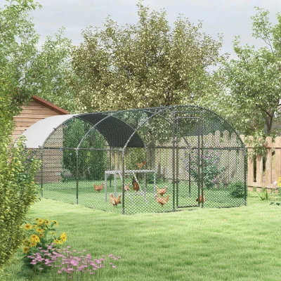 PawHut Walk-In Chicken Run with Shelf & Cover 2.8x5.7m
