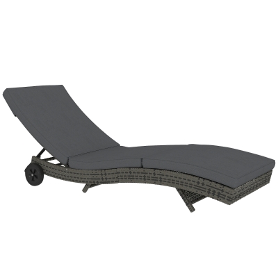 Rattan Sun Lounger 207cm x 70cm x 70cm Dark Grey