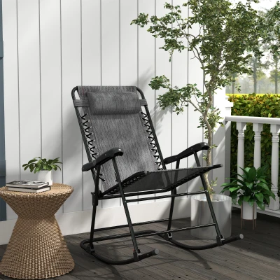 Outsunny Folding Rocking Chair Portable Grey