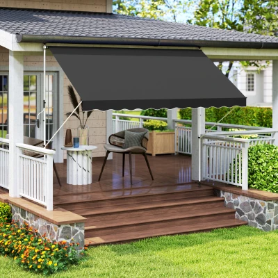 Manual Patio Awning 300cm x 150cm x 280cm Black