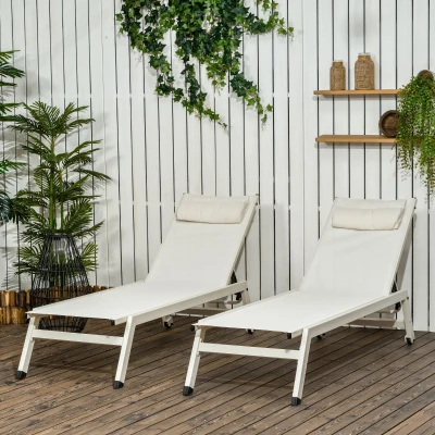 Outsunny Chaise Longue Lettino Prendisole Altezza Reclinabile 2pz
