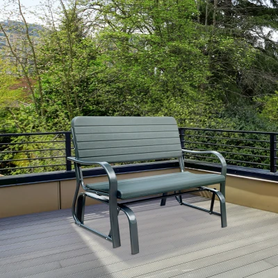 Outsunny 2-Seater Garden Glider Metal Dark Green