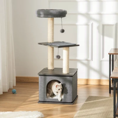 PawHut Albero tiragraffi 40cm x 40cm x 104cm Grigio Scuro