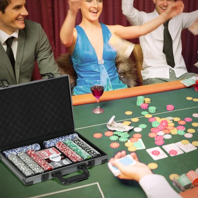 SPORTNOW Set Poker 10 Giocatori con 400 Fiches e Valigetta Grigia