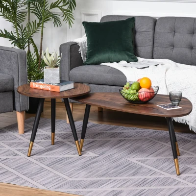 HOMCOM Nesting Coffee Table Set of 2 Vintage Triangle