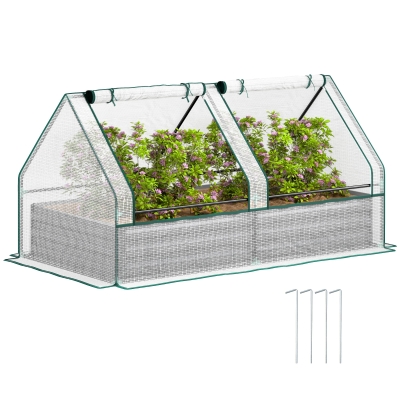 Raised Garden Bed with Greenhouse 185L x 95W x 92Hcm White and Dark Grey