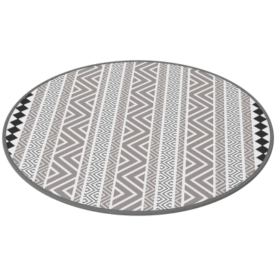 Outsunny Outdoorteppich Terrassenteppich, wetterbeständig, modernes Design,Ø180 cm, Schwarz + Weiß