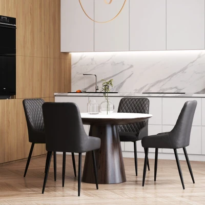 HOMCOM Retro Dining Chair Set of 4 Metal Legs Grey
